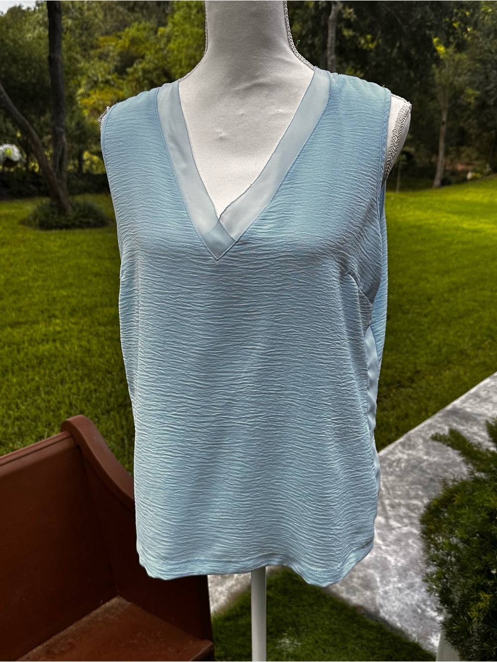 DKNY Light Blue V-Neck Sleeveless Camisole